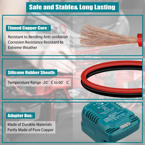 Jumper Adapter Kit for Makita 18V Battery,11AWG Cable,Jump Starting Adapter - Image 5