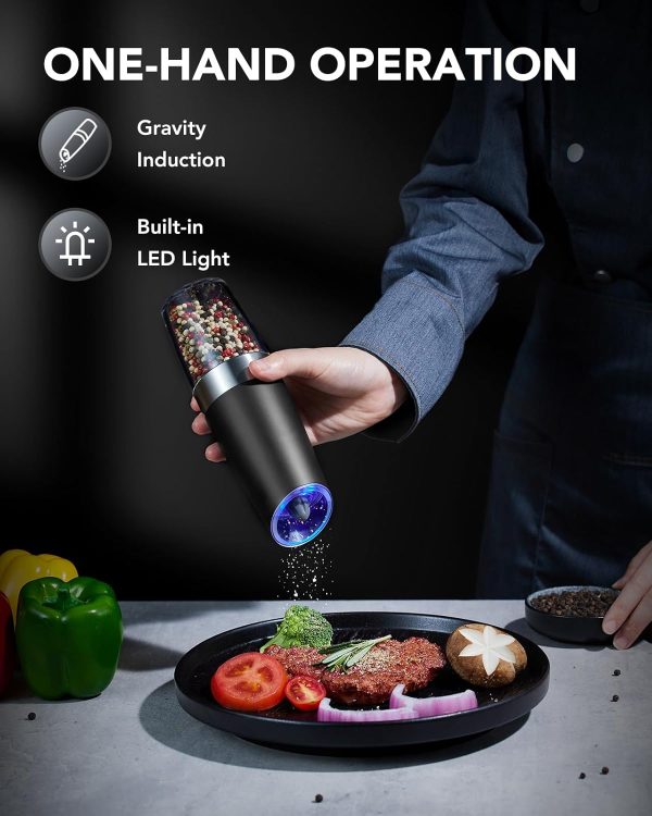 FORLIM Gravity Electric Salt and Pepper Grinder Set, Automatic Pepper - Image 7