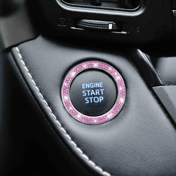 AUKEPO Car Bling Crystal Rhinestone Engine Start Ring Decals, 2 Pack Car - Image 7