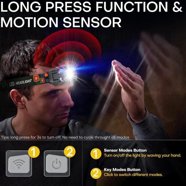 Rechargeable Headlamp Flashlight 3-Pack, 2000 Lumen Super Bright LED - Image 2