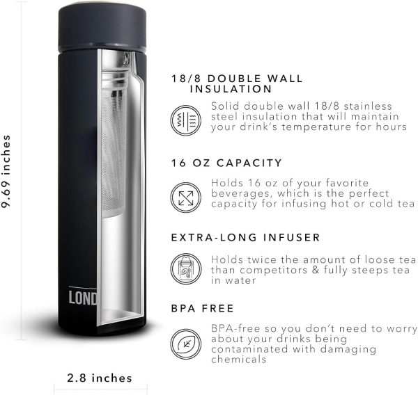 London Sip Multi-Purpose Travel Mug and Tumbler Fruit Infused Flask Hot and - Image 2