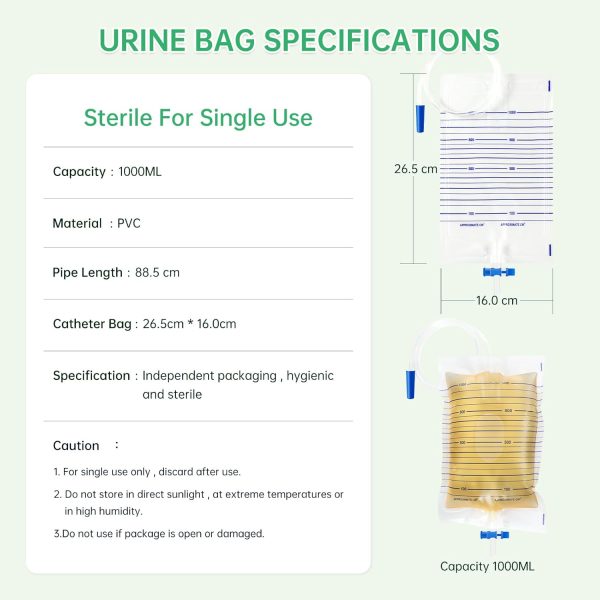 Urinary Leg Bags 1000ml Urinary Drainage Bags with Easy Drain T Tap Switch - Image 6