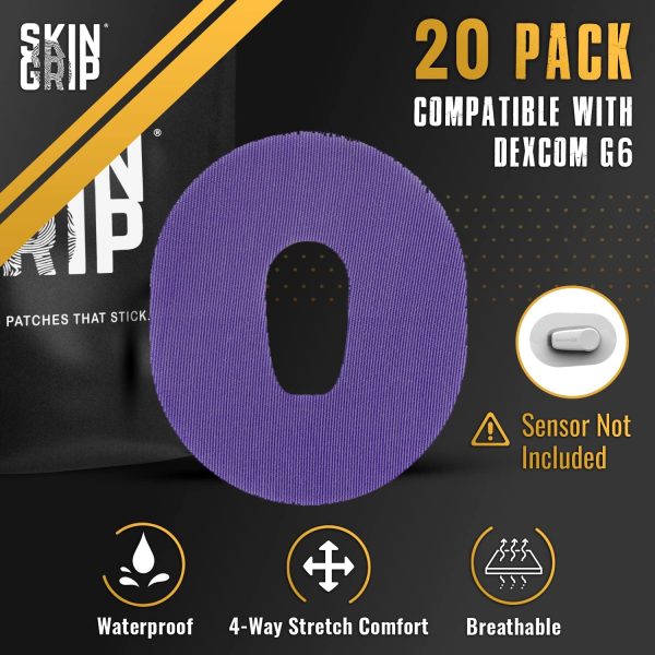 Skin Grip Adhesive Patches for Dexcom G6 CGM (20-Pack), Waterproof & - Image 4