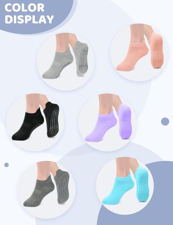 AURUZA Grip Socks for Women Men Pilates Grip Socks Non Slip Yoga Sock with - Image 7