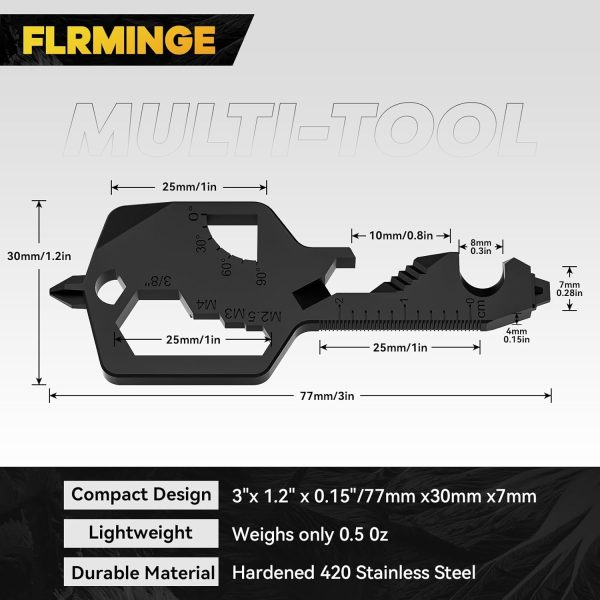 Key Shaped Pocket MultiTool 20-in1 Multi Tool, Stainless Steel Keychain - Image 2