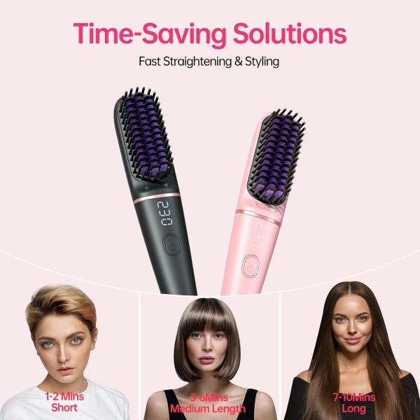 Ionic Hair Straightening Brush|Portable Hot Comb, Pro 450 Million Negative - Image 3