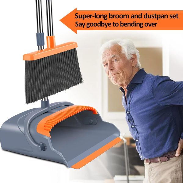 kelamayi Upgrade Broom and Dustpan Set, Self-Cleaning with Dustpan Teeth, - Image 4