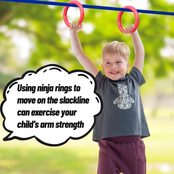 Ninja Warrior Obstacle Course for Kids Outside-Ninja Slackline 52ft with 11 - Image 3