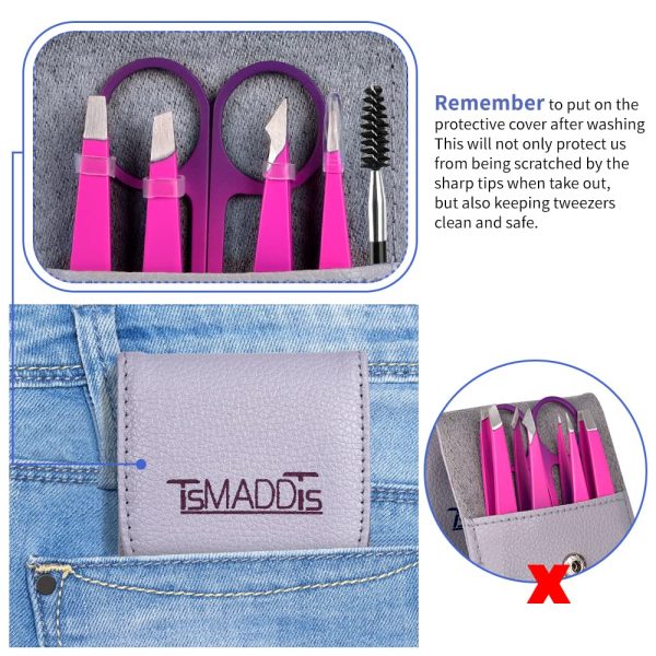 Eyebrow Tweezer Set, TsMADDTs 6 Pcs Tweezers Set for Women, Precision - Image 5