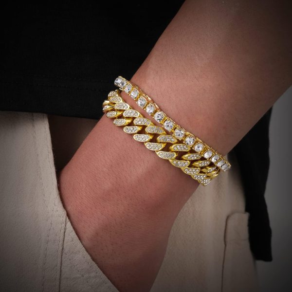 HH BLING EMPIRE 14K Gold and Silver Bracelets Diamond Tennis and Cuban Link - Image 4