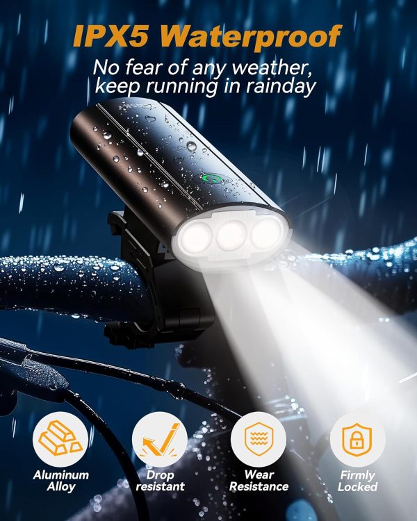 Super Bright Bike Lights for Night Riding, USB Rechargeable Mountain - Image 5