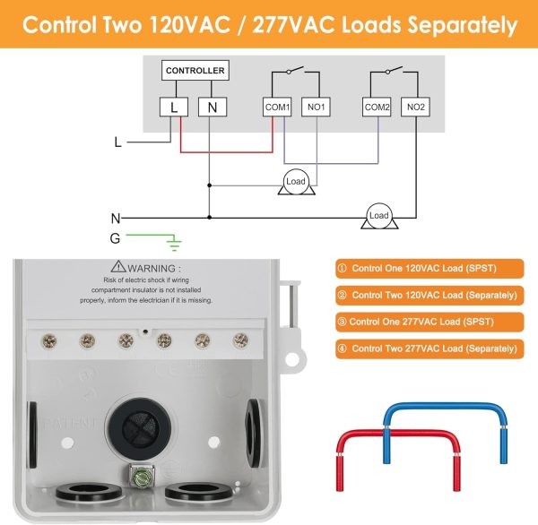 Suraielec WiFi Pool Timer, 120/277V Individual Switches Pool Pump Timer, 40 - Image 3