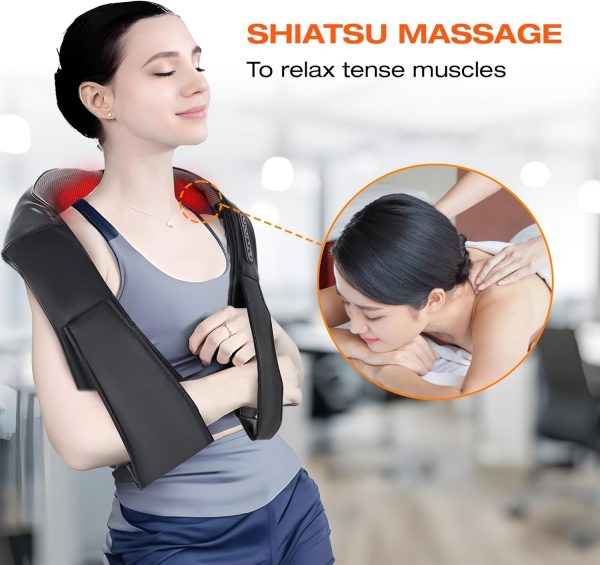 Neck Massager with Heat, Shiatsu Shoulder Massager, Electric Kneading Back - Image 4