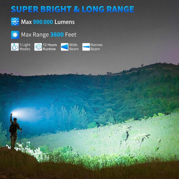 Rechargeable Flashlights High Lumens, 990,000 Lumen Super Bright Led - Image 2