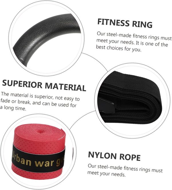 2 Rings Home Gym Adjustable Dumbbells Ab Wheel Gymnastics Accessories - Image 9