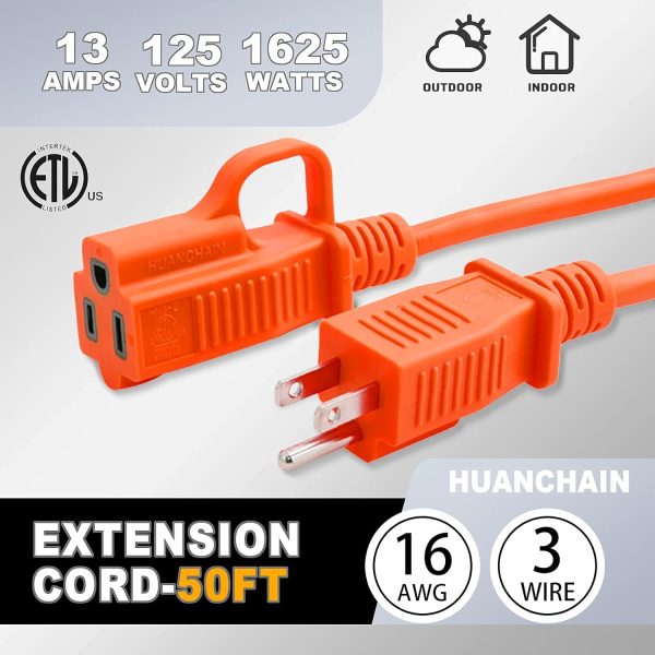 HUANCHAIN Indoor Outdoor Extension Cord 50 ft Waterproof, 16/3 Gauge - Image 7