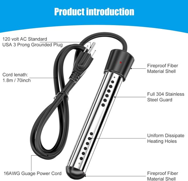 Immersion Water Heater electric water heater pool heater2000W 110V bathroom - Image 6