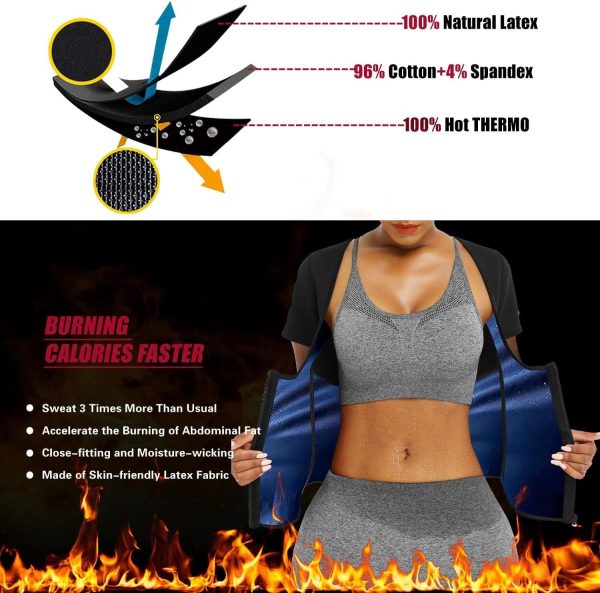 Sauna Suit Shirt For Women Weight Loss Waist Trainer Sweat Vest Workout - Image 4