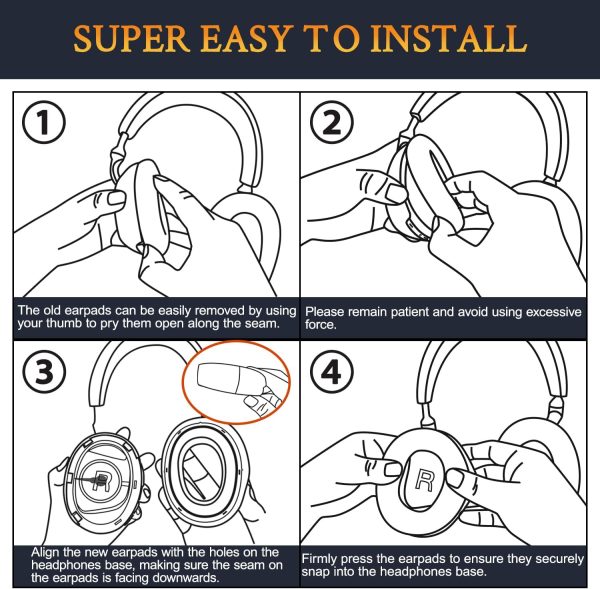 SOULWIT Ear Pads Cushions Replacement for Bowers & Wilkins PX7 Over-Ear - Image 6