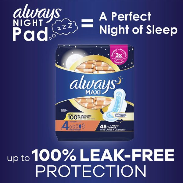 Always Maxi Overnight Pads with Wings, Size 4, Overnight, Unscented, 33 CT - Image 5