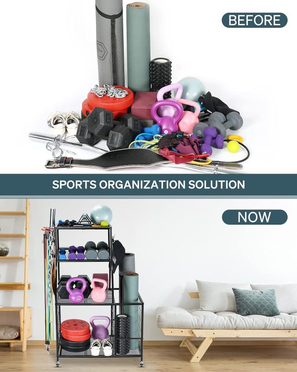 Weight Rack Home Gym Storage, Yoga Mat Storage Rack Workout Equipment - Image 5
