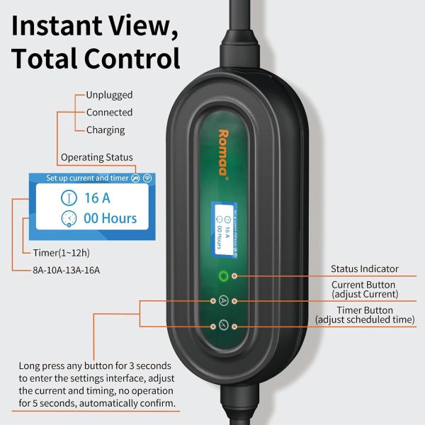 Level 1/2 EV Charger, WiFi APP, 16A 110V-240V NEMA 6-20 & NEMA 5-15 Plug - Image 6