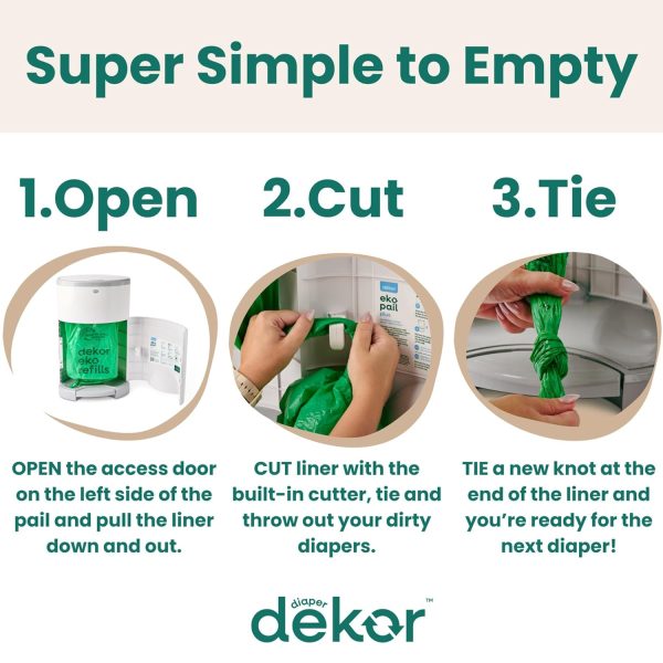 Diaper Dekor EKO Classic Diaper Pail, White | ONLY Eco-Friendly Diaper Pail - Image 6