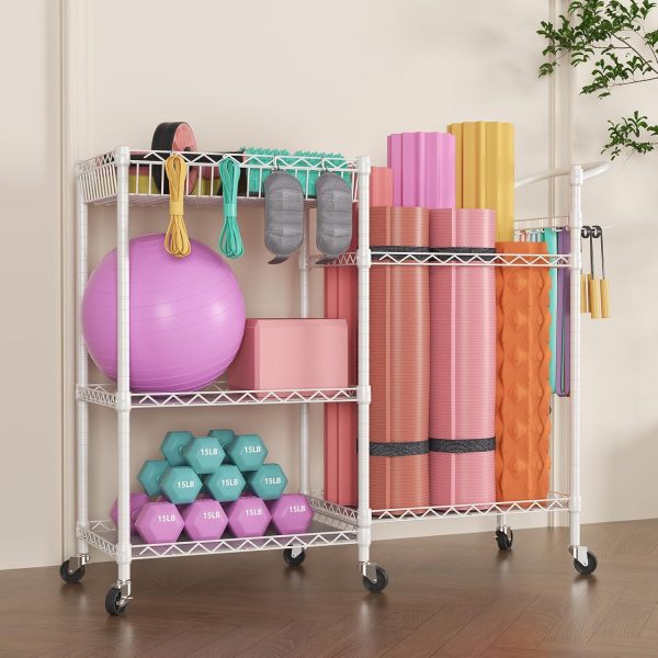 SINGAYE Dumbbell Weight Rack Yoga Mat Storage, Gym Sports Equipment Cart - Image 2