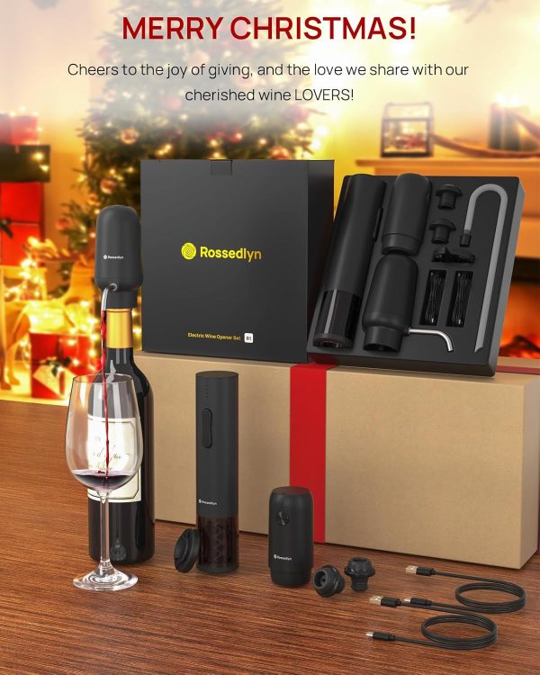 Rechargeable Electric Wine Opener Gift Set - Aerator, Bottle Opener, Foil - Image 2