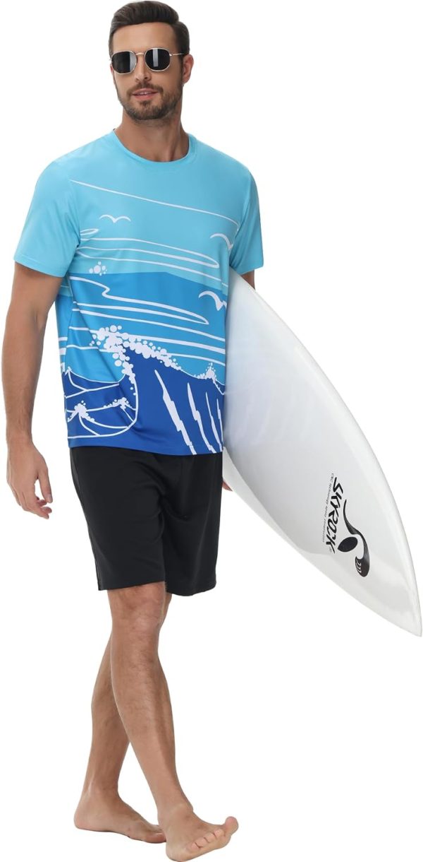 Satankud Men's UPF50+ Rash Guard Swim Shirts Short/Long Sleeve Sun - Image 5