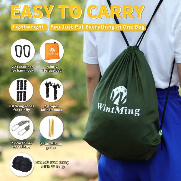 Camping Hammock with Mosquito Net and Rain Fly Cover Portable Lightweight - Image 3