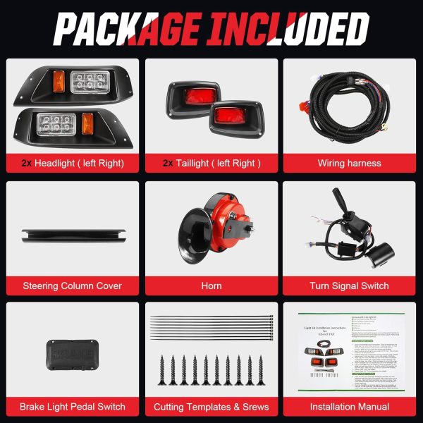 EZGO LED Headlight Tail Light Kit, Golf Cart Headlight Taillight Kit for - Image 7