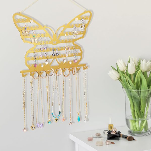 NiHome Butterfly Wall Mounted Jewelry Organizer, Decorative Metal Earring - Image 7