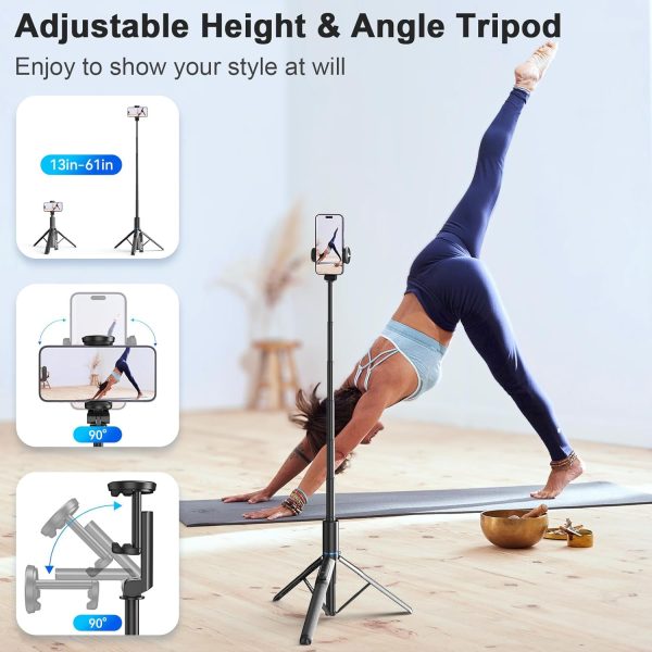 FOXOLA 61" Phone Tripod & Selfie Stick, Extendable All-in-1 Cell Phone - Image 5