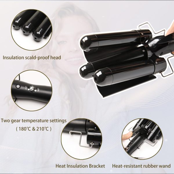 3 Barrel Curling Iron Jumbo 1.25 inch (32mm) Hair Curling Wand Crimper - Image 3