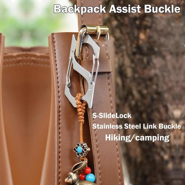 Key Chain, Double Locking Stainless Steel Mountaineering Buckle, Camping - Image 3