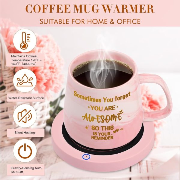 Coffee Mug Warmer & You are Awesome Mug Set, Coffee Gifts Set for Women - Image 4