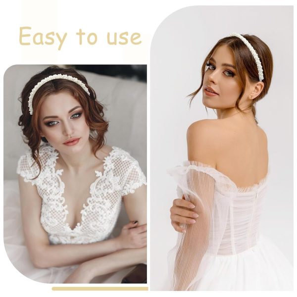 Pearl Headbands for Women Girls, Cute White Faux Pearl Bridal Headbands - Image 7
