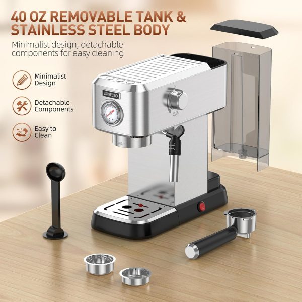 Pokk Espresso Machine, 20 Bar Professional Espresso Maker, Milk Frother - Image 6
