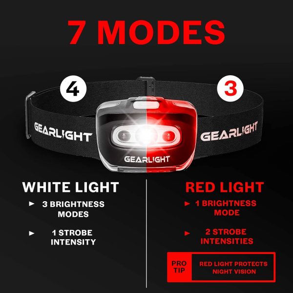 GearLight 2Pack LED Headlamp - Outdoor Camping Head Lamps with Adjustable - Image 5