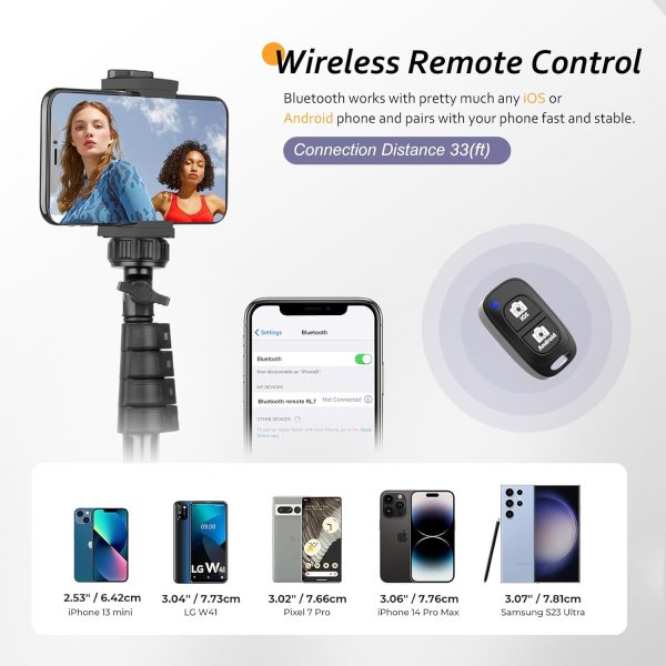 Aureday 62" Phone Tripod Accessory Kits, Camera & Cell Phone Tripod Stand - Image 3