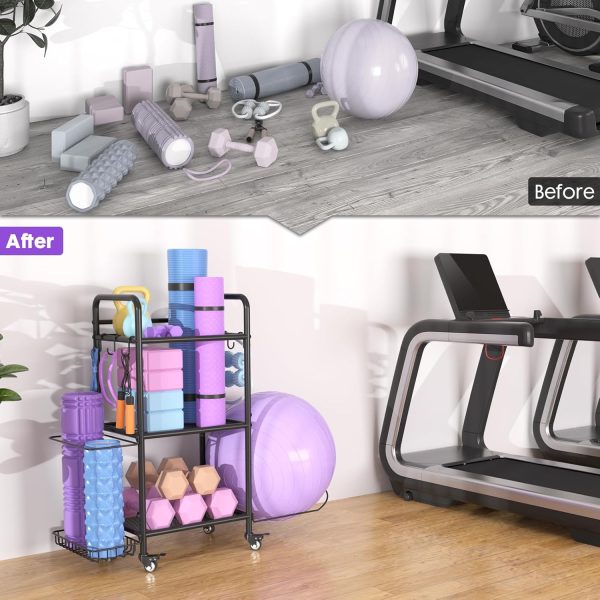 Home Gym Storage Rack Exercise Equipment Storage Organizer for Yoga Mat - Image 6