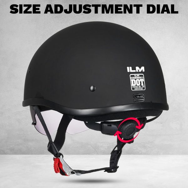 ILM Motorcycle Half Helmet with Sunshield Quick Release Strap Half Face Fit - Image 6