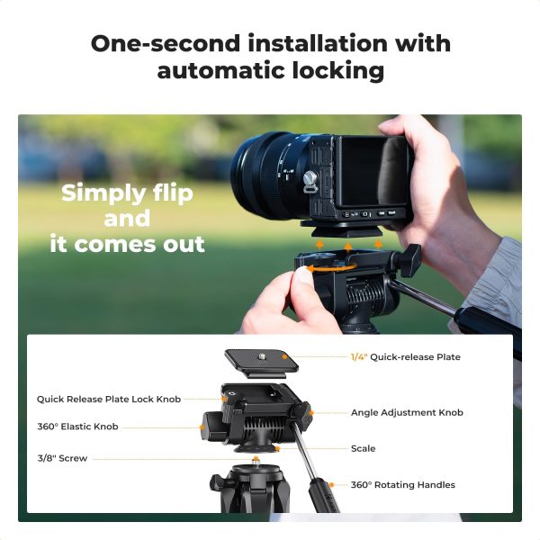 K&F Concept Camera Tripod, 75" Lightweight Portable Travel Outdoor DSLR - Image 5