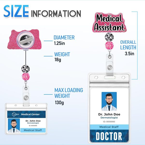 Plifal Medical Assistant MA Badge Reel Holder Retractable with ID Clip for - Image 5