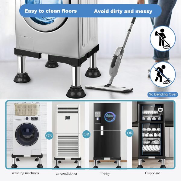 Mini Fridge Stand Height 7"-8.4" Adjustable Washer and Dryer Stand with 4 - Image 2