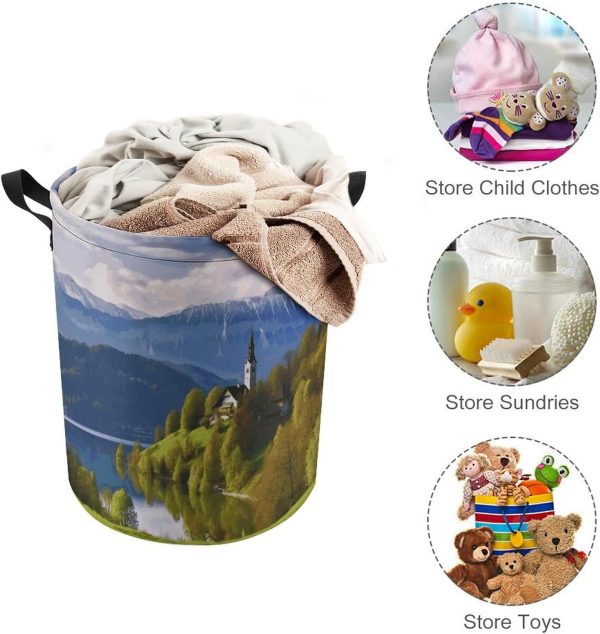Slovenia Landscape Laundry Basket With Drawstring Laundry Hamper17.3 Inchs - Image 3