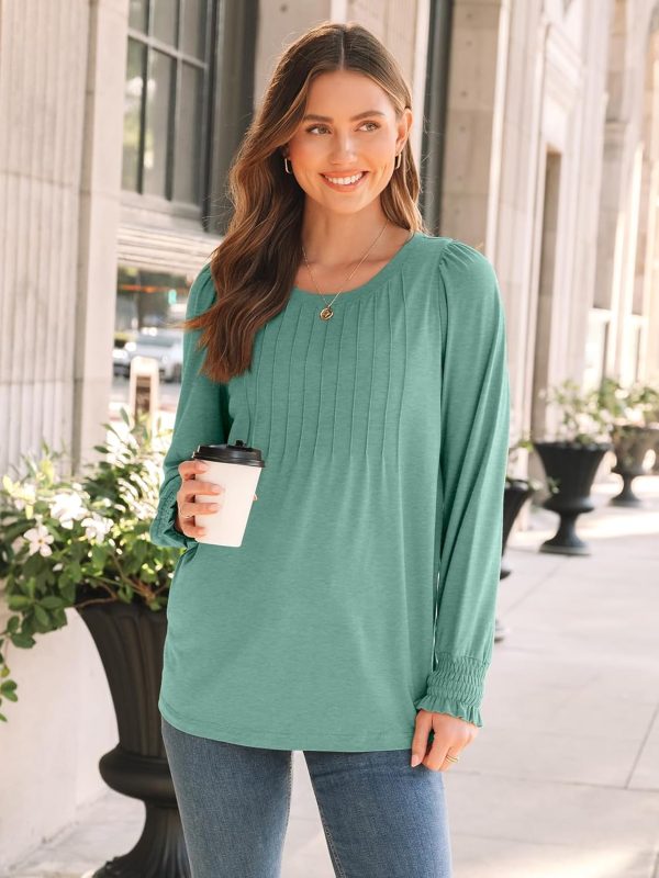 AUTOMET Long Sleeve Shirts Womens Pleated Business Casual Blouses with - Image 5