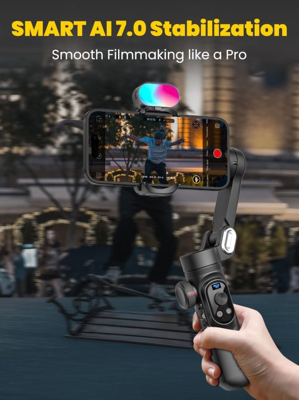 Professional 3-Axis Gimbal Stabilizer for Smartphone w/RGB Fill Light - Image 4