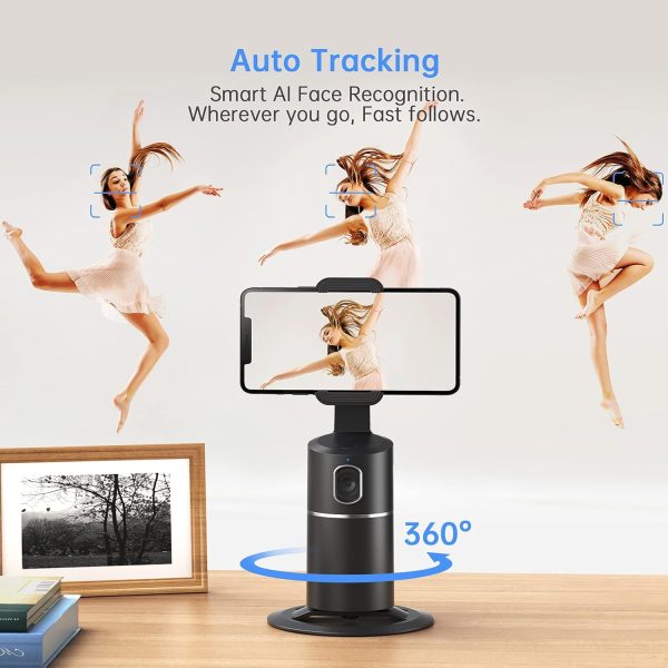 Auto Face Tracking Phone Holder, No App Required, 360° Rotation Face Body - Image 3